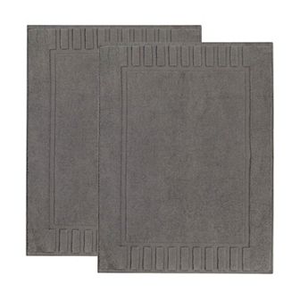 SUPERIOR 2 pc Eco-Friendly Cotton Textured Stripes Bath Mat Set
