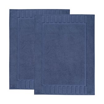 SUPERIOR 2 pc Eco-Friendly Cotton Textured Stripes Bath Mat Set