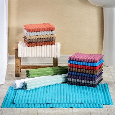 SUPERIOR 2-pc. Cotton Textured Striped Bath Mat Set