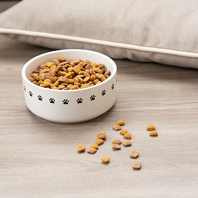 SportPet White Paw Print Pet Bowl