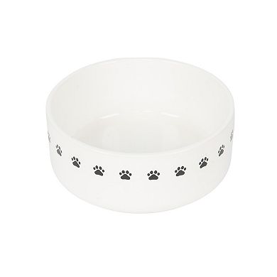 SportPet White Paw Print Pet Bowl