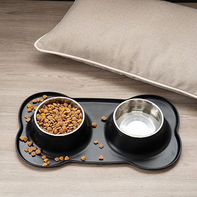 SportPet Black Bone Double Diner Pet Bowl