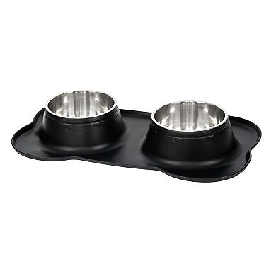 SportPet Black Bone Double Diner Pet Bowl