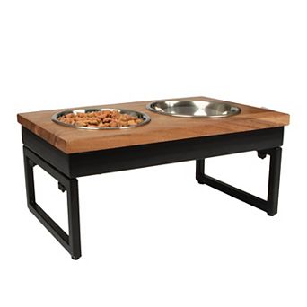 SportPet Folding Wood Double Diner Pet Bowl