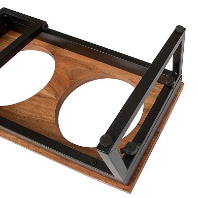 SportPet Folding Wood Double Diner Pet Bowl