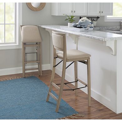Linon Keira Pad Back Folding Barstool