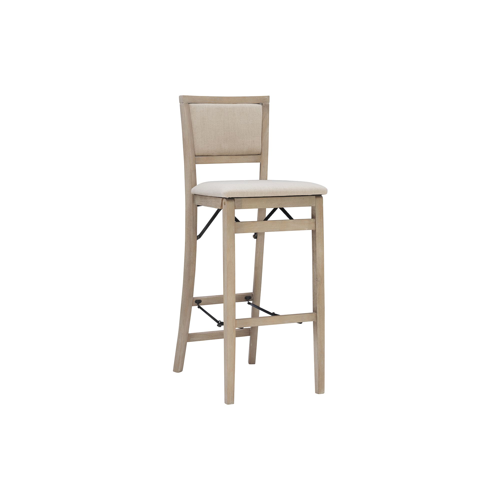 Linon Keira Pad Back Folding Barstool, Graywash Beige