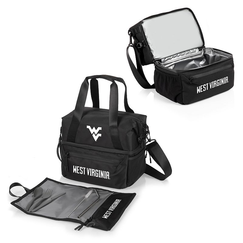 NCAA West Virginia Mountaineers Tarana Lunch Bag Cooler with Utensils Set, Black