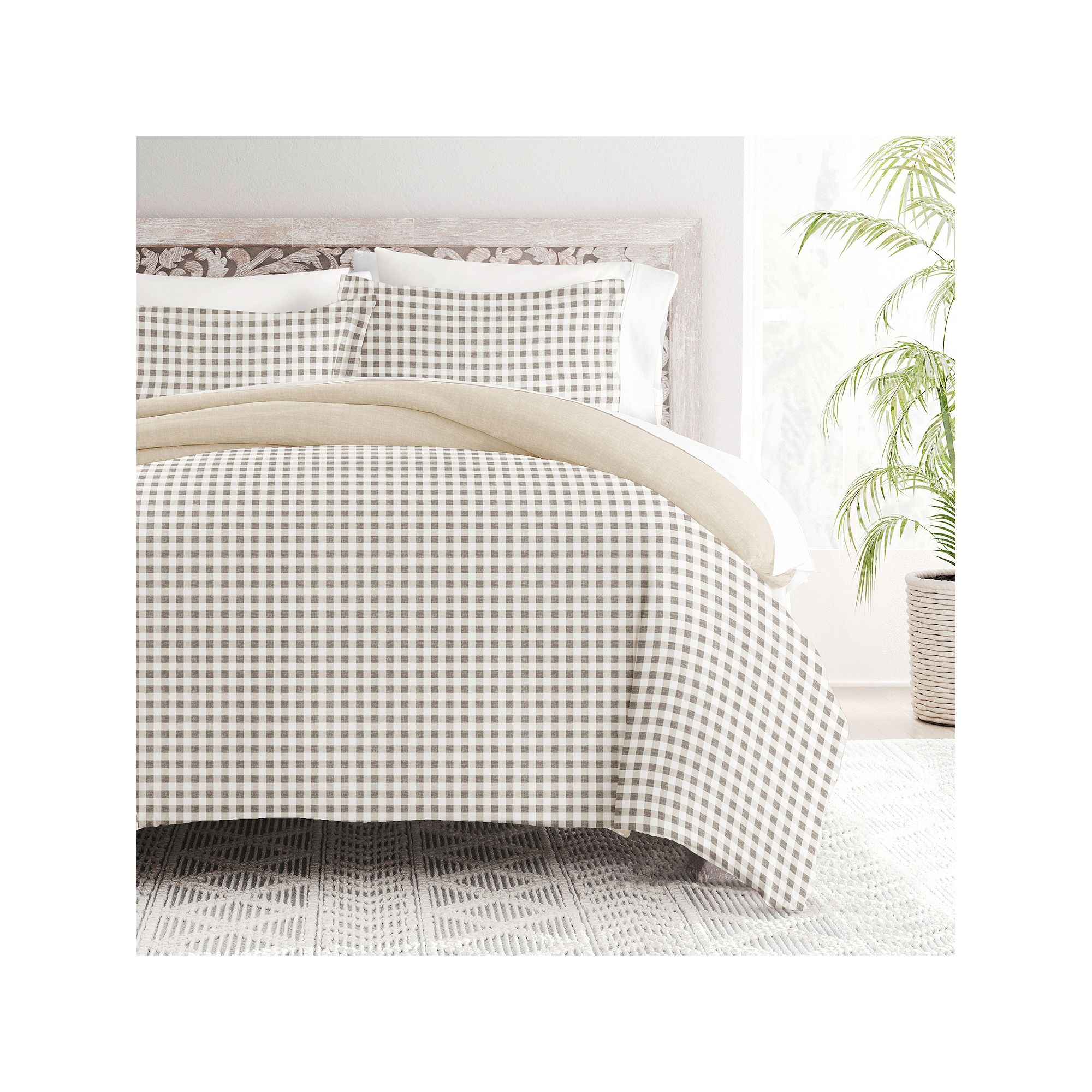 Home Collection Ultra Soft Reversible Patterned Duvet Cover Set, Gingham Ch
