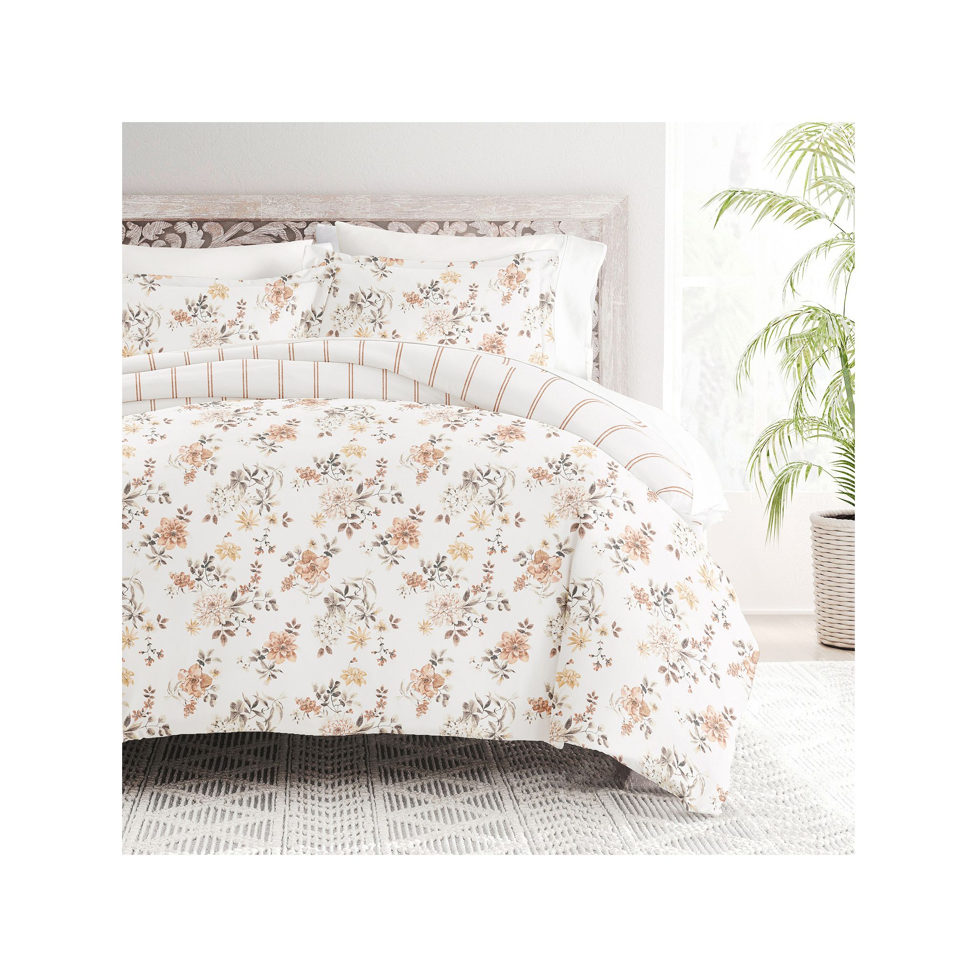 Home Collection Ultra Soft Reversible Patterned Duvet Cover Set, Sunset Gar