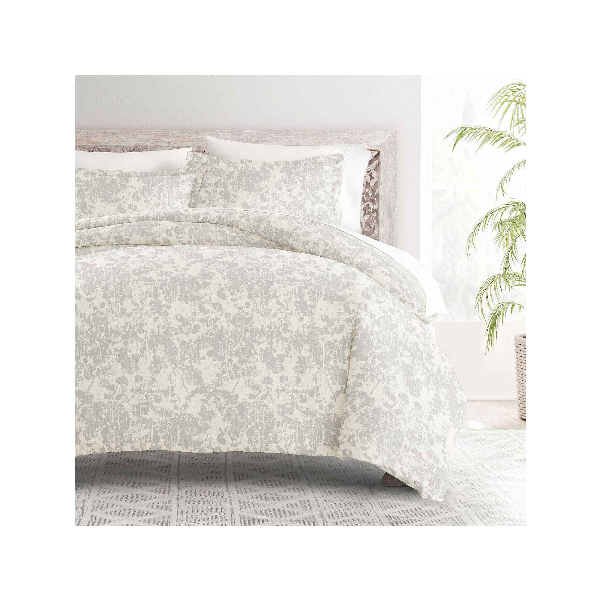 Home Collection Ultra Soft Patterned Duvet Cover Set, Weathered Floral Gray