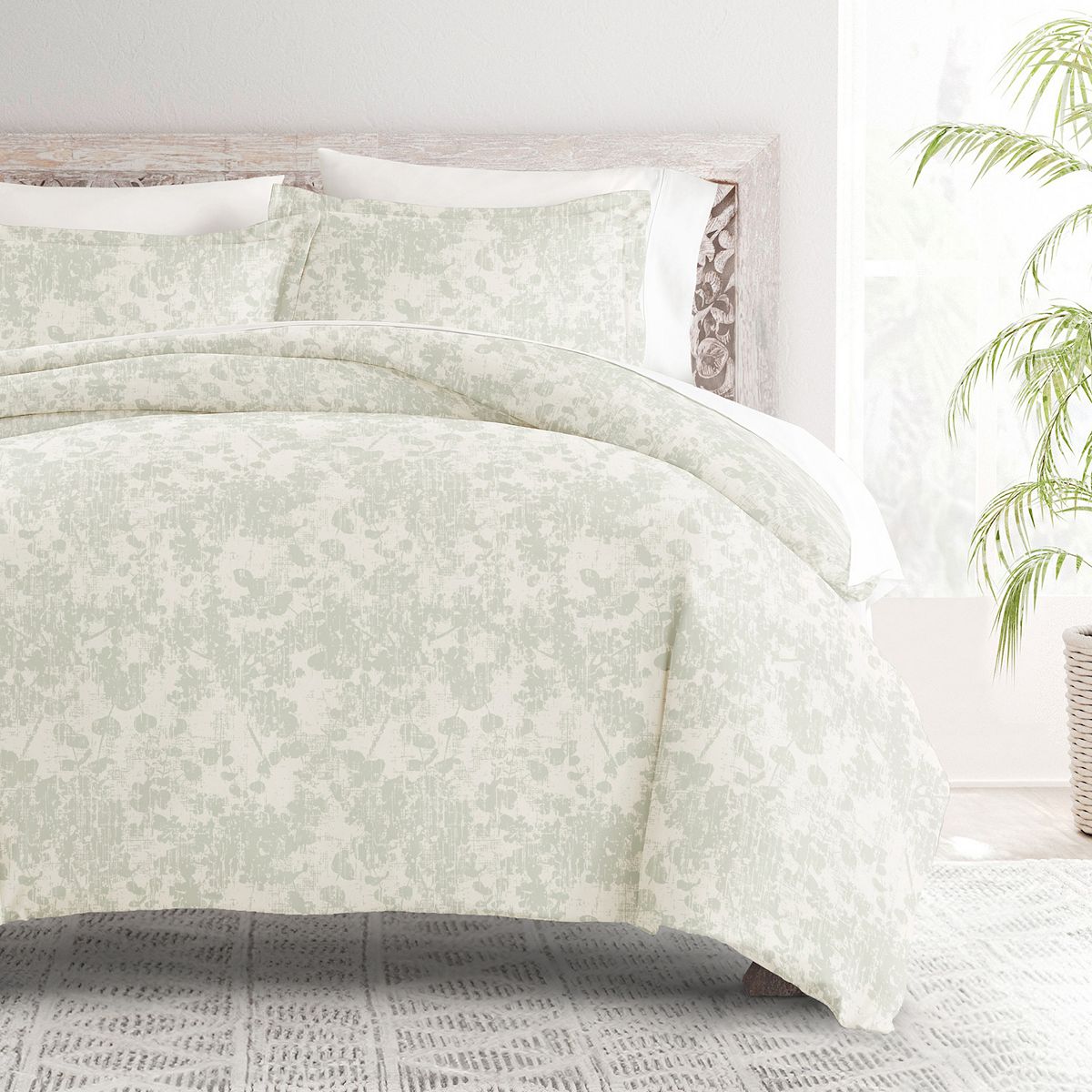 Home Collection Ultra Soft Patterned Duvet Cover Set - Weathered Floral Green, KING/CK