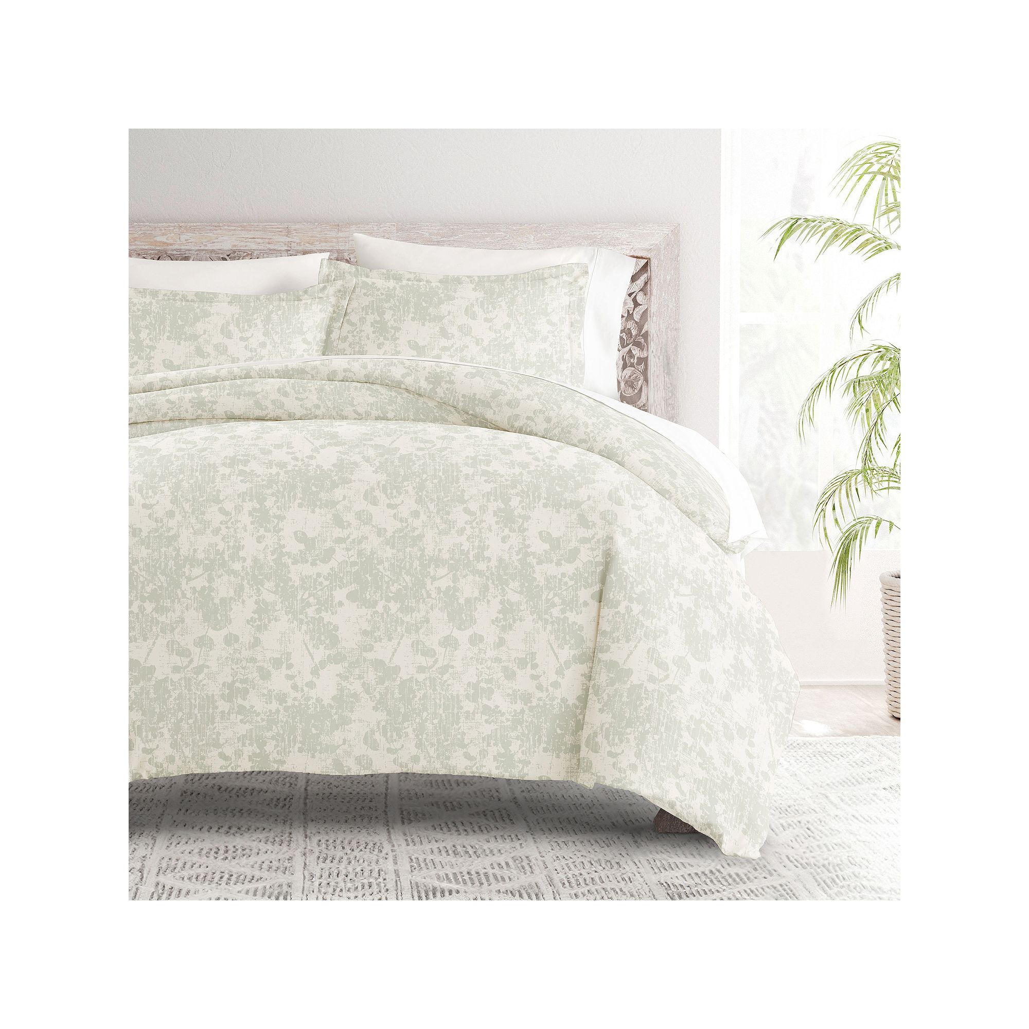 Home Collection Ultra Soft Patterned Duvet Cover Set, Weathered Floral Gree