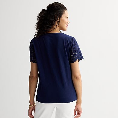 Women's Croft & Barrow® Eyelet Sleeve Tee