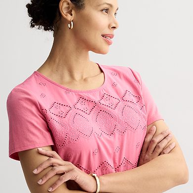 Women's Croft & Barrow Front Eyelet Top