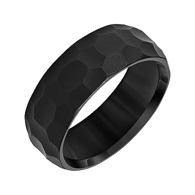 AXL Black Tungsten Carbide 8 mm Hammered Comfort Fit Men's Band