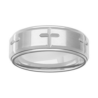 AXL Stainless Steel 8 mm Men's Cross Comfort Fit Band