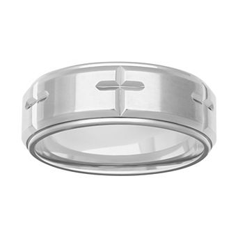 AXL Stainless Steel 8 mm Men's Cross Comfort Fit Band