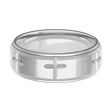 AXL Stainless Steel 8 mm Men's Cross Comfort Fit Band