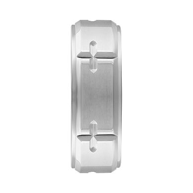 AXL Stainless Steel 8 mm Men's Cross Comfort Fit Band