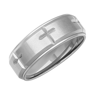 AXL Stainless Steel 8 mm Men's Cross Comfort Fit Band
