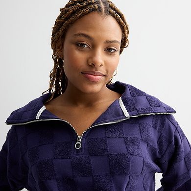 Juniors' Limited Too Towel Terry Half Zip Cropped Sweatshirt