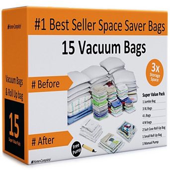 Home-Complete 15 Vacuum Sealer Bags with Pump