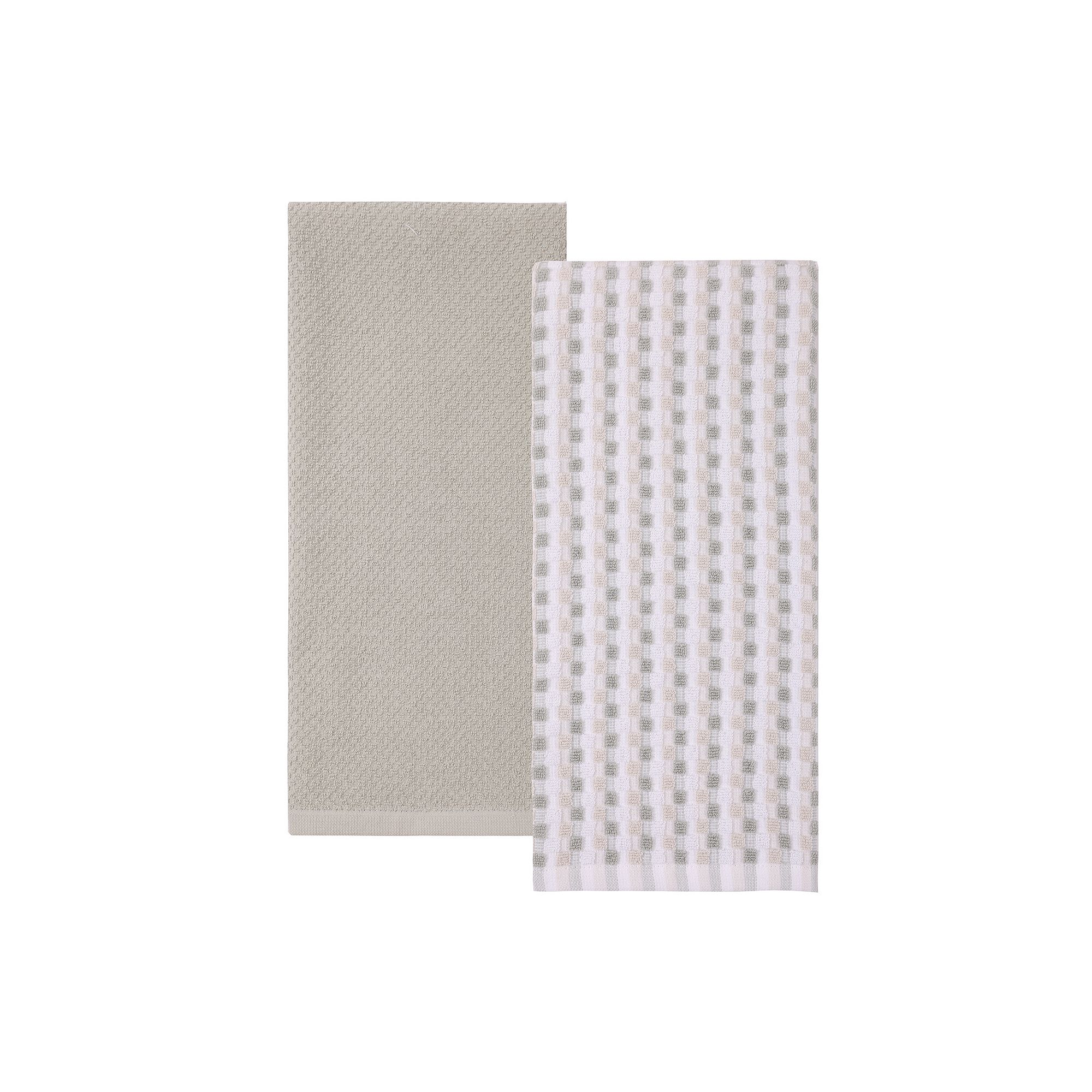 Mingle & Co. 2-Pack Carved Terry Kitchen Towels, Greige