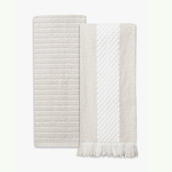 Mingle & Co. Check Stripe Terry Kitchen Towel 2-Pack