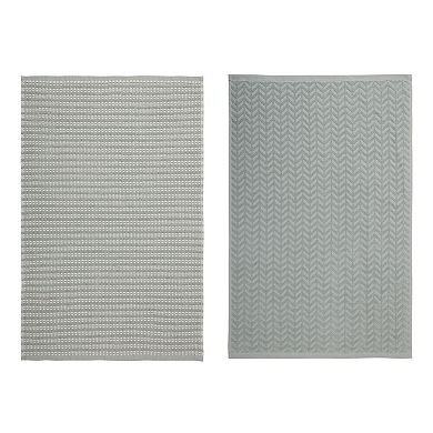Mingle & Co. 2-Pack Waffle Stripe Kitchen Towel Set