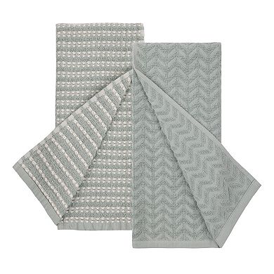 Mingle & Co. 2-Pack Waffle Stripe Kitchen Towel Set