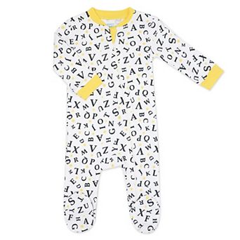 Baby Boys And Baby Girls 100% Cotton Abcs Zippered Footie