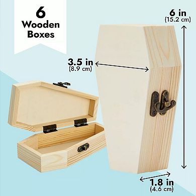 Unfinished Halloween Coffin Box With Hinged Lids Diy Craft 6 Pcs