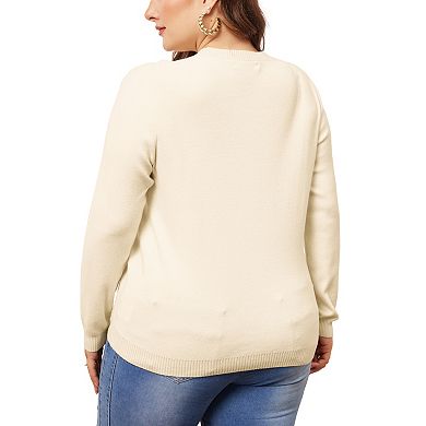 Women's Plus Size Knit Sweater Long Sleeve Crew Neck Shirts Fall Casual Basic Tee Tops