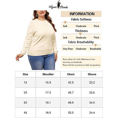 Women's Plus Size Knit Sweater Long Sleeve Crew Neck Shirts Fall Casual Basic Tee Tops