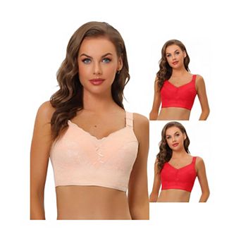 3 Packs Women's Full Coverage Wide Straps Longline Hem Wirefree Bra