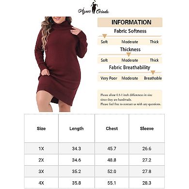 Plus Size Sweaters For Women Long Sleeve Turtleneck Pullover Warm Long Sweater Tops