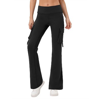 Mid Waisted Yoga Cargo Pants For Women Stretch Bootcut Casual Pants