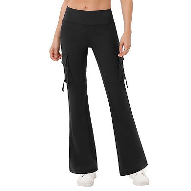 Mid Waisted Yoga Cargo Pants For Women Stretch Bootcut Casual Pants