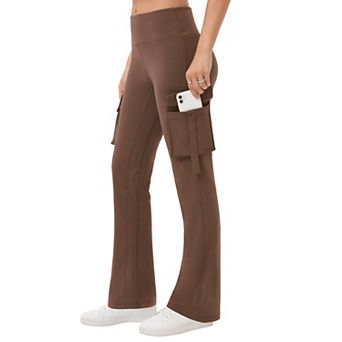 Mid Waisted Yoga Cargo Pants For Women Stretch Bootcut Casual Pants