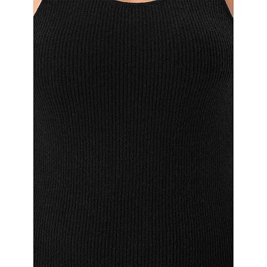 Plus Size Tank Sweater Dress For Women Crew Neck Sleeveless Knit Bodycon Midi