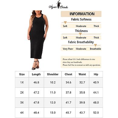 Plus Size Tank Sweater Dress For Women Crew Neck Sleeveless Knit Bodycon Midi