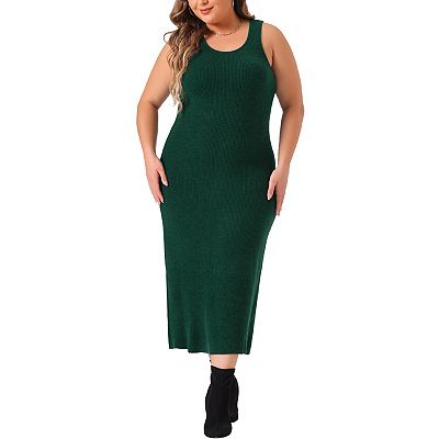 Plus Size Tank Sweater Dress For Women Crew Neck Sleeveless
