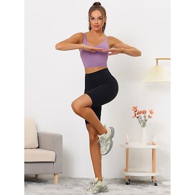 3 Packs Women's Workout Fitness Longline Wireless Padded Yoga Sports Bra Medium Support Muti-color