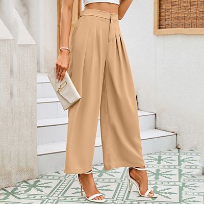 パンツ OFF WHITE Women Palazzo Pants OWCA18ES25FA B001 6G00 BROWN Women High Waisted Wide Leg Palazzo Pants