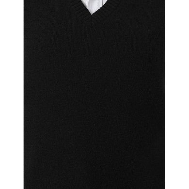 Women's Plus Size Solid Sweater Vest V Neck Knit Classic Sleeveless Pullover Tops