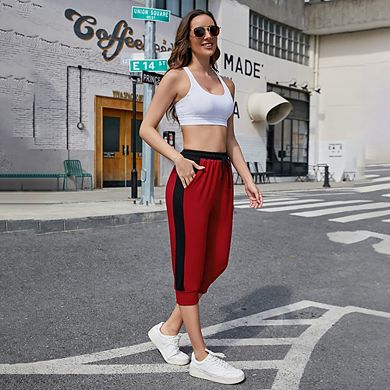 Capris For Women Casual Crop Pants Loose Fit Comfy Drawstring Lounge Pants With Pockets