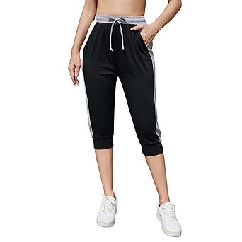 Capris For Women Casual Crop Pants Loose Fit Comfy Drawstring Lounge Pants With Pockets