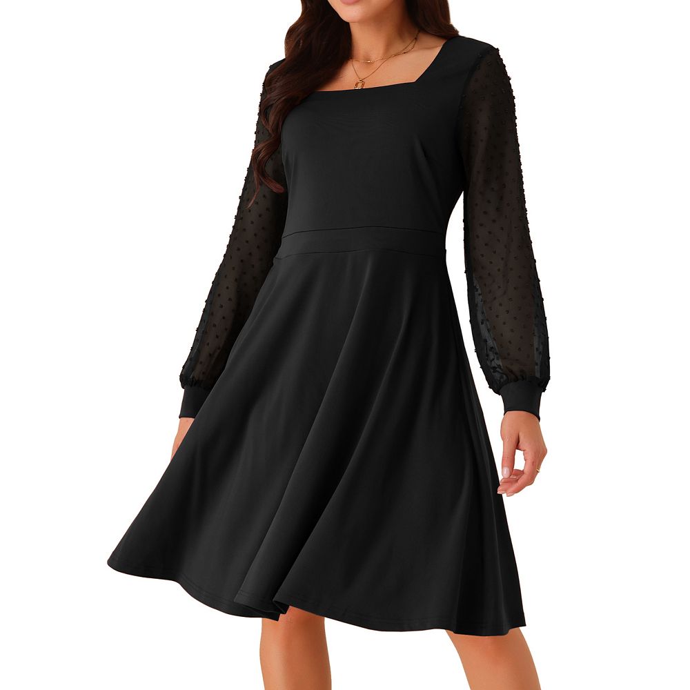 black lace over dress Black Full Sleeves Lace Fit and Flare Maxi Dress for Women