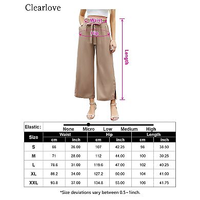 Women's Wide Leg Pants Elastic High Waisted Palazzo Pants With Pockets Tie Casual Summer Pants
